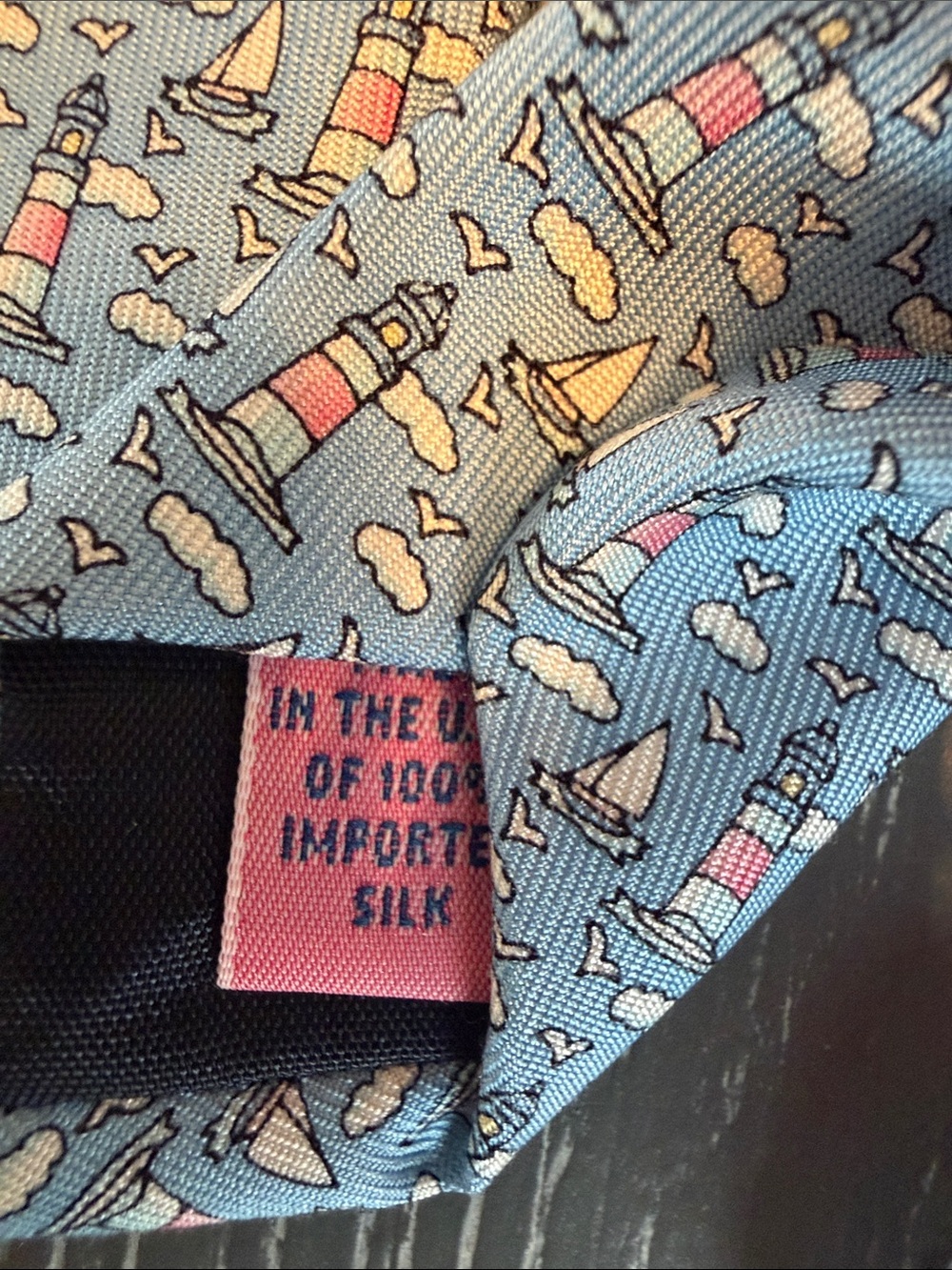 2 Men's Vineyard Vines Nautical Light Blue and Navy Patterned Silk Ties - Picture 9 of 9